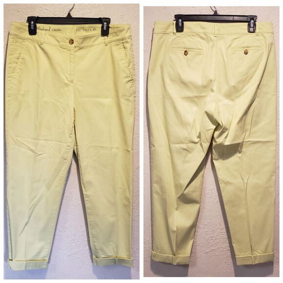 Talbots Pants Womens 10 Yellow Weekend Chino Stretch Pockets Skinny Leg Casual - Picture 1 of 9